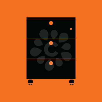 Office cabinet icon. Orange background with black. Vector illustration.