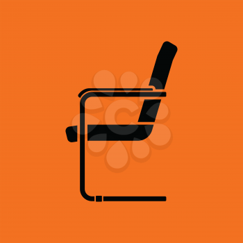 Guest office chair icon. Orange background with black. Vector illustration.