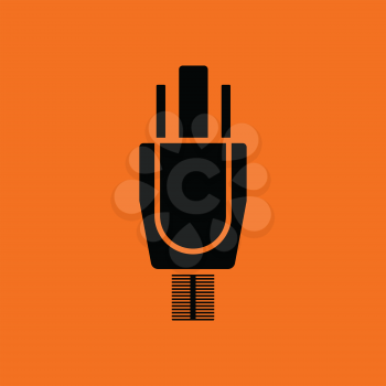 Electrical plug icon. Orange background with black. Vector illustration.