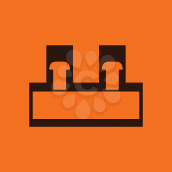 Electrical connection terminal icon. Orange background with black. Vector illustration.