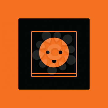 Austria electrical socket icon. Orange background with black. Vector illustration.