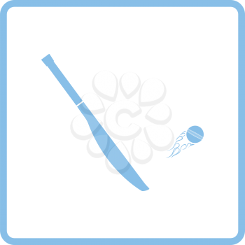 Cricket bat icon. Blue frame design. Vector illustration.