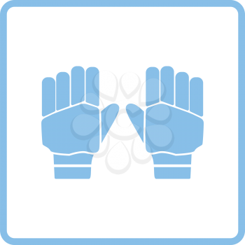 Pair of cricket gloves icon. Blue frame design. Vector illustration.