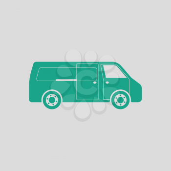Commercial van icon. Gray background with green. Vector illustration.