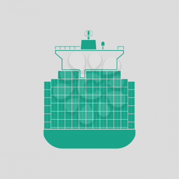 Container ship icon. Gray background with green. Vector illustration.
