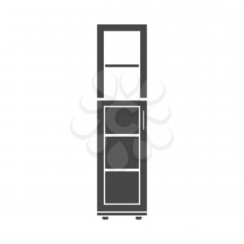 Narrow cabinet icon on gray background, round shadow. Vector illustration.