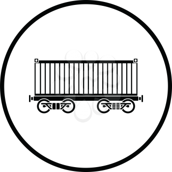 Railway cargo container icon. Thin circle design. Vector illustration.