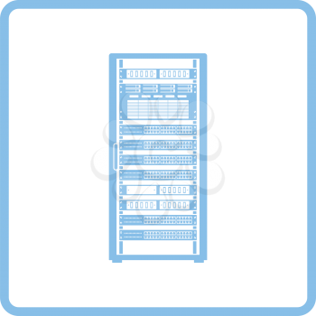 Server rack icon. Blue frame design. Vector illustration.