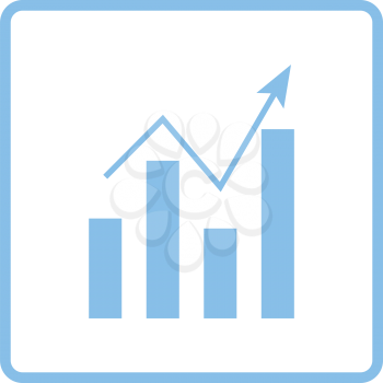 Analytics chart icon. Blue frame design. Vector illustration.