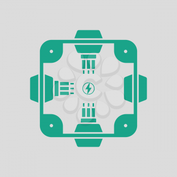 Electrical  junction box icon. Gray background with green. Vector illustration.
