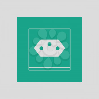 Swiss electrical socket icon. Gray background with green. Vector illustration.