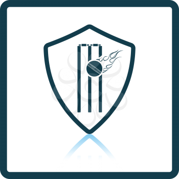 Cricket shield emblem icon. Shadow reflection design. Vector illustration.