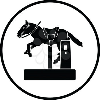 Horse machine icon. Thin circle design. Vector illustration.
