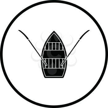Paddle boat icon. Thin circle design. Vector illustration.