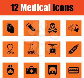 Medical icon set. Orange design. Vector illustration.