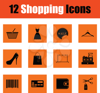 Shopping icon set. Orange design. Vector illustration.