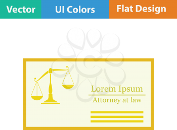 Lawyer business card icon. Flat color design. Vector illustration.