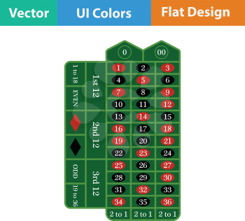 Roulette table icon. Flat color design. Vector illustration.