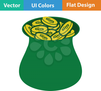 Open money bag icon. Flat color design. Vector illustration.