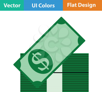 Stack of banknotes icon. Flat color design. Vector illustration.