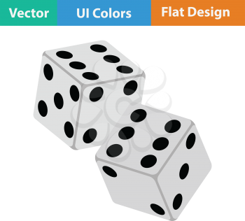 Craps dice icon. Flat color design. Vector illustration.