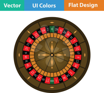 Roulette wheel icon. Flat color design. Vector illustration.
