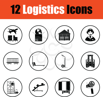 Logistics icon set. Thin circle design. Vector illustration.