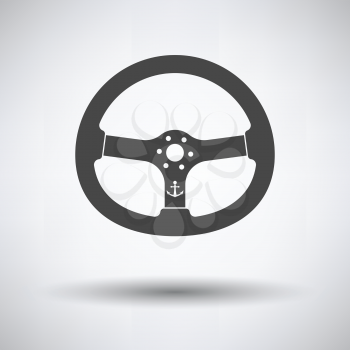 Icon of  steering wheel  on gray background, round shadow. Vector illustration.