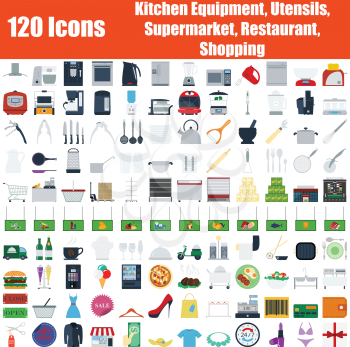Set of 120 Icons. themes. Color Flat Design. Vector Illustration.