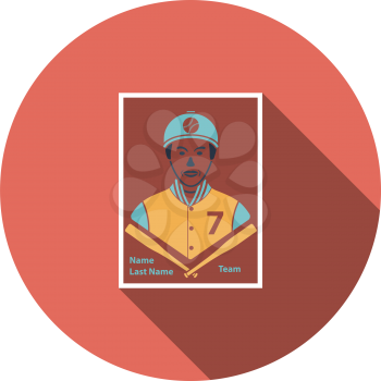 Baseball Card Icon. Flat Circle Stencil Design With Long Shadow. Vector Illustration.