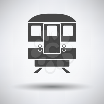 Subway train icon front view on gray background, round shadow. Vector illustration.
