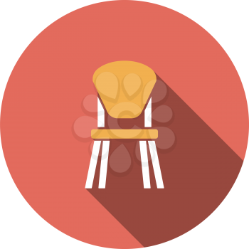 Child Chair Icon. Flat Circle Stencil Design With Long Shadow. Vector Illustration.