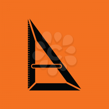 Triangle icon. Orange background with black. Vector illustration.