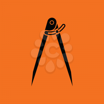 Compasses  icon. Orange background with black. Vector illustration.