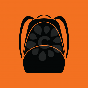 School rucksack  icon. Orange background with black. Vector illustration.