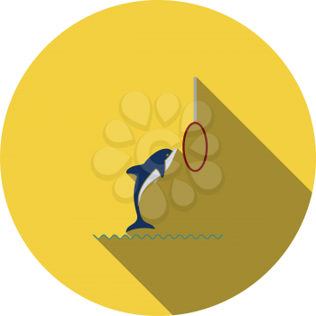 Jump dolphin icon. Flat color design. Vector illustration.