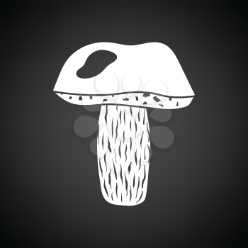 Mushroom  icon. Black background with white. Vector illustration.