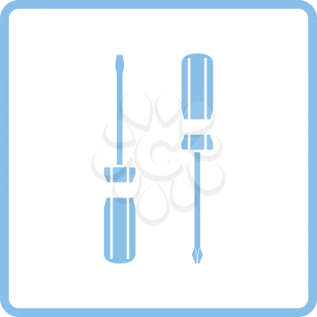 Screwdriver icon. Blue frame design. Vector illustration.