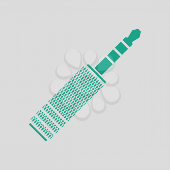 Music jack plug-in icon. Gray background with green. Vector illustration.