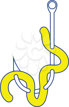 Icon of worm on hook. Thin line design. Vector illustration.