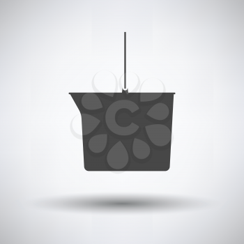 Icon of bucket on gray background, round shadow. Vector illustration.