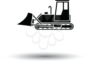 Icon of Construction bulldozer. White background with shadow design. Vector illustration.