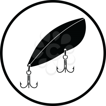 Icon of Fishing spoon. Thin circle design. Vector illustration.