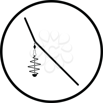 Icon of  fishing feeder net. Thin circle design. Vector illustration.