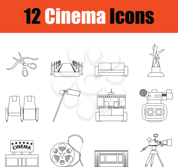 Set of cinema icons. Thin Line design. Vector illustration.