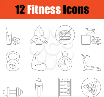 Fitness icon set. Thin Line design. Vector illustration.