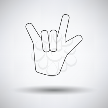 Rock hand icon on gray background, round shadow. Vector illustration.
