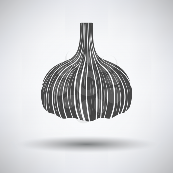 Garlic  icon on gray background, round shadow. Vector illustration.