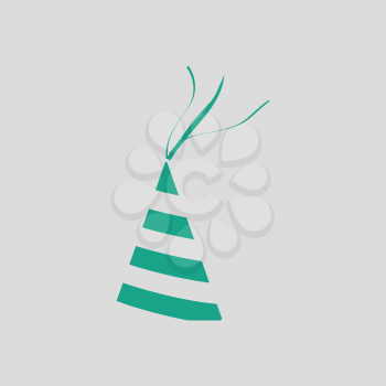 Party cone hat icon. Gray background with green. Vector illustration.