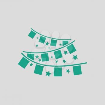 Party garland icon. Gray background with green. Vector illustration.